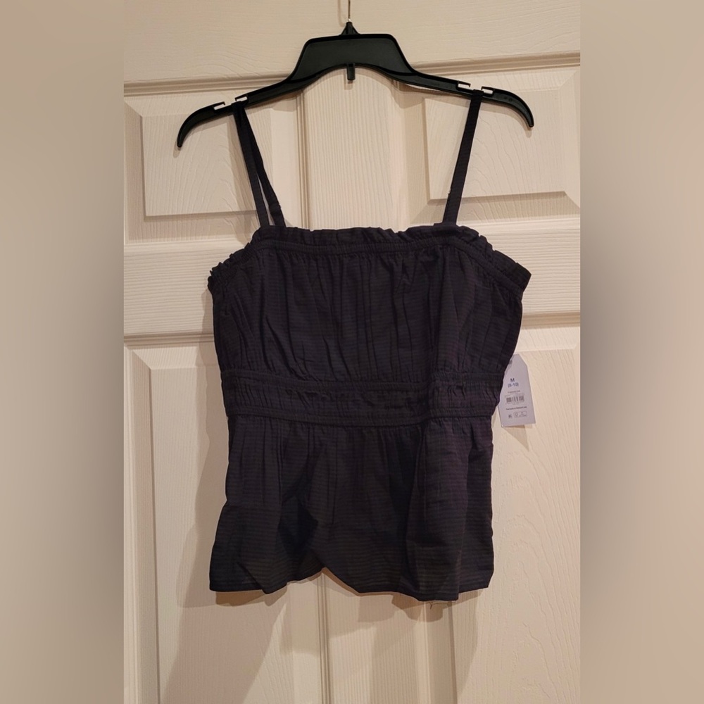 NWT Women's Tonal Stripe Tank Sleeveless Top. Black. Size Medium